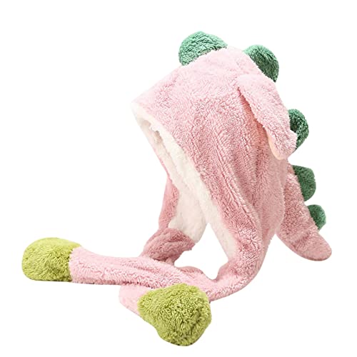 Tier-Dinosaurier-Hut mit beweglichen Plüschohren, die nach oben springen, lustige Kappe für Frauen und Mädchen, verkleiden sich für Weihnachten, Party, Urlaub, niedlich, Rosa, Einheitsgröße von Generisch