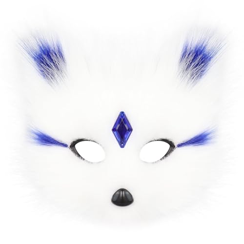 Tier Fuchs & Wolf Maske - Plüsch Halbes Gesicht Masken für Halloween Party, Cosplay Kostüme & Karneval Requisiten (D) von Generisch