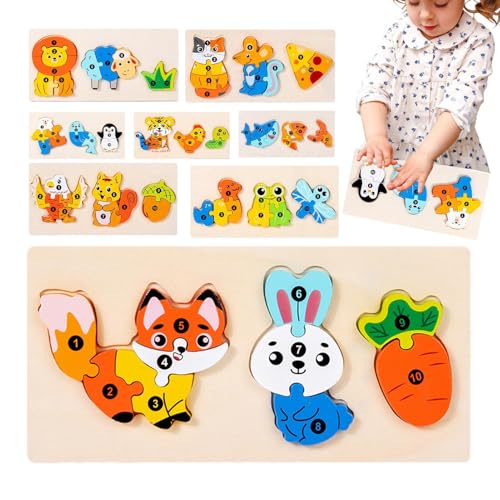 Tierform Matching Puzzle für Kinder, Tierform Puzzle für Kinder - Hölzerne Tiermuster passende Rätsel - Frühe Bildungsentwicklung Brettspiele für Mädchen und Junge von Generisch