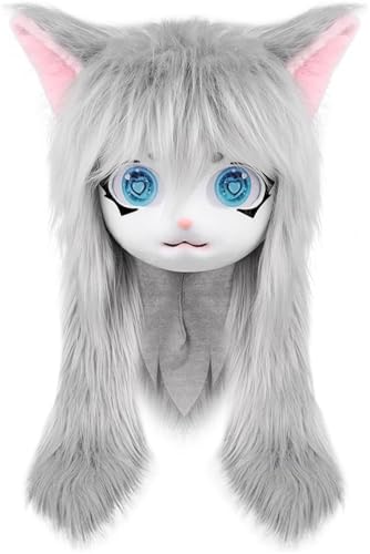 Tierkopfmaske, Katzen-Fursuit-Gesichtsmaske, Halloween-Kostüm, Maskerade, Party-Requisite für Erwachsene und Kinder von Generisch