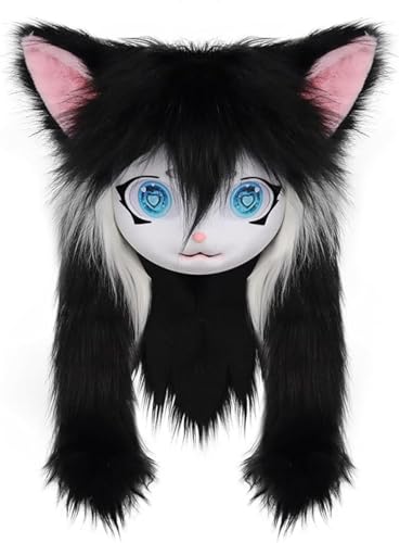 Tierkopfmaske, Katzen-Fursuit-Gesichtsmaske, Halloween-Kostüm, Maskerade, Party-Requisite für Erwachsene und Kinder von Generisch