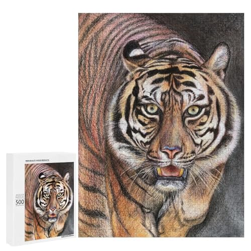 Tierkreis-Tiger-Kunst-Puzzle, 500 Teile, Sammleredition, chinesische Tuschemalerei, Stil für Zuhause von Generisch