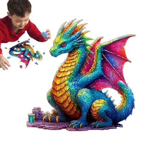 Tierpuzzle für Erwachsene, Holzpuzzle aus Drachenholz, Lernspiel für Erwachsene, lustiges Puzzlespiel für Familienabend, Heimdekoration von Generisch