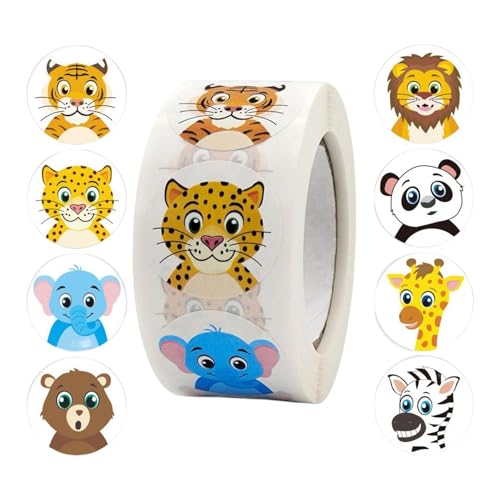 Tierrolle Aufkleber - 500 Stück runde Tieraufkleber,Aufkleberbögen für Kinder, Geschenketiketten, jeder misst 2,5 cm im Durchmesser Tierrolle Aufkleber - 500 Stück runde Tieraufkleber,Aufkleberbögen für Kinder, Geschenketiketten, jeder misst 2,5 cm im Durchmesser von Generisch