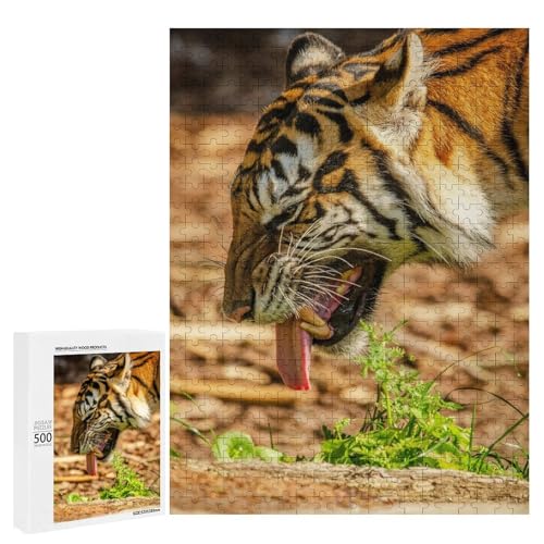Tiger in Nature 500 Teile Holzpuzzle - Laminiertes Lindenholz, perfektes therapeutisches Hobby für Tierliebhaber von Generisch