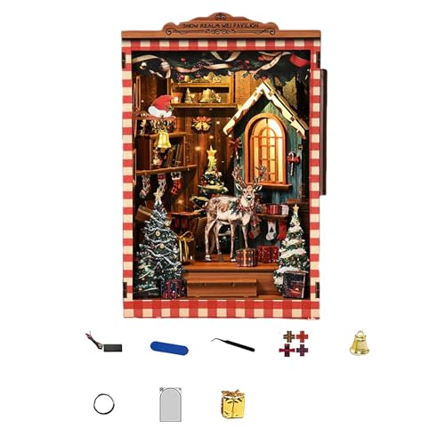 Tiny House Kit | Bücherregal Miniatur Set Weihnachts Puppenhaus | Vintage Bücherstütze Deko für Geburtstag Halloween Anfänger Handwerksbegeisterte Schreibtisch Buchhandlung Tiny House Kit | Bücherregal Miniatur Set Weihnachts Puppenhaus | Vintage Bücherstütze Deko für Geburtstag Halloween Anfänger Handwerksbegeisterte Schreibtisch Buchhandlung von Generisch