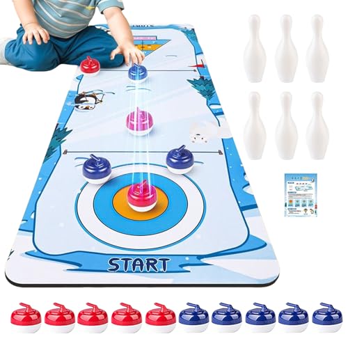 Tisch Curling Spiel,Reise Familien Brettspiel | Tragbares Gesellschaftsspiel Geschenk Für Kinder Jugendliche Erwachsene Fans Mädchen von Generisch