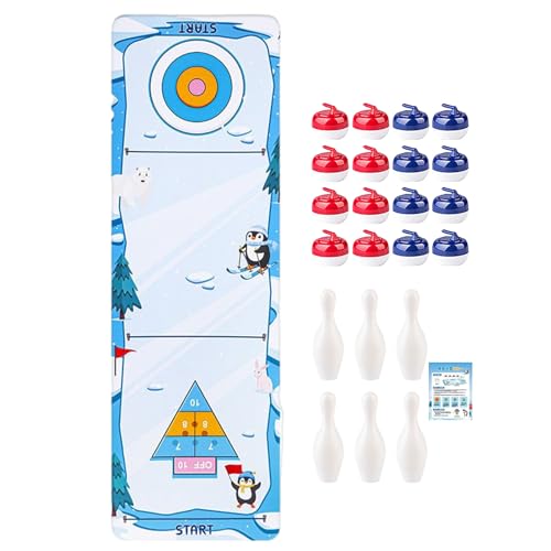 Tischcurling,Reise Familien Brettspiel - Lustiges Tragbares Partyspiel Für Fans Enthusiasten Freunde Kinder Jugendliche Erwachsene von Generisch