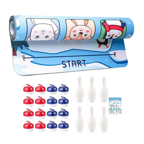 Tischcurling Spiel,Reise Familien Brettspiel - Lustiges Tragbares Partyspiel Für Fans Enthusiasten Freunde Kinder Jugendliche Erwachsene von Generisch