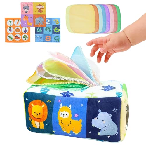 Tissue Box Toy - Weiches sensorisches Babyspielzeug | Crinkle Paper & Seidenschals | Pädagogisches Pull-Along-Aktivitätsspielzeug für Säuglinge und Kleinkinder für frühes Lernen und Entwick Tissue Box Toy - Weiches sensorisches Babyspielzeug | Crinkle Paper & Seidenschals | Pädagogisches Pull-Along-Aktivitätsspielzeug für Säuglinge und Kleinkinder für frühes Lernen und Entwick von Generisch