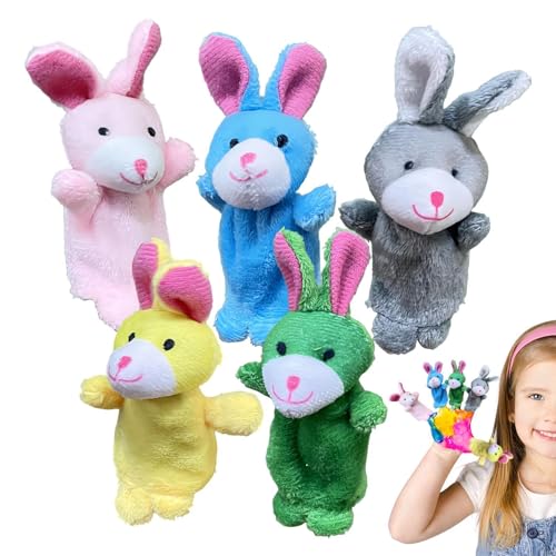 Toddler Finger Puppets, Plush Bunny Toy Set, Soft Animal Doll Collection, Interactive Storytelling Props, 3.94 Inches Fun Playtime Activity, Ideal for Shows, Schools, Birthdays von Generisch