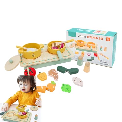 Toddler Kitchen Playset Accessories, Wooden Cooking Set, Pots and Utensils, 29.5×18.3×9.3cm Pretend Play Food, Interactive Toy for Boys and Girls, Ideal Present for Kids Toddler Kitchen Playset Accessories, Wooden Cooking Set, Pots and Utensils, 29.5×18.3×9.3cm Pretend Play Food, Interactive Toy for Boys and Girls, Ideal Present for Kids von Generisch