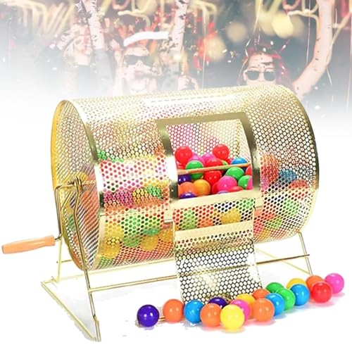 Tombola-Los-Dreher, geräuschloser Tombola-Los-Käfig, Tombola-Trommel for Drehen von Lotterie-Ziehungen mit Holz-Drehgriff, Lose oder Tischtennisbälle for Veranstaltungen(Large) von Generisch