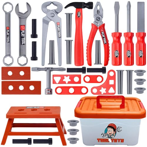 Toolbox für Kinder | Spielzeugwerkzeuge für die Kleinen | Set von 39 -Stück -Kinderwerkzeugen mit Toolbox, Kinderspiele, Spielen, Spielen von Generisch