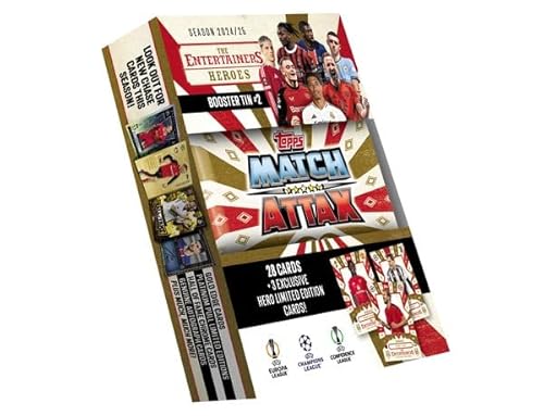 Topps Champions League Match Attax Saison 2024/25 – 1x The Entertainers Booster Tin #2 - Heroes (28 Cards + 3 Exclusive Limited Edition Cards) von Generisch