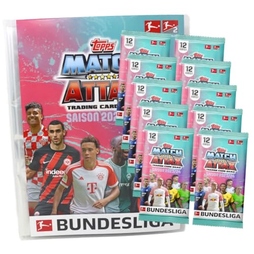 Topps Match Attax Bundesliga Karten 2023-2024 - Sammelkarten - Auswahl (1 Mappe + 10 Booster) von Generisch