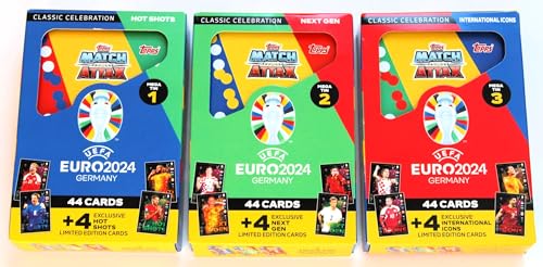 Topps Match Attax Euro 2024 - Set 3 x Mega Tin mit je 48 Karten NEU von Match Attax