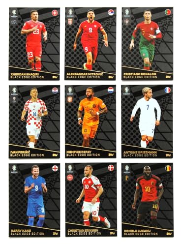Topps Match Attax Euro 2024 - Set Black Edge Edition BE 1 - BE 9 Limited Edition Trading Cards von Generisch
