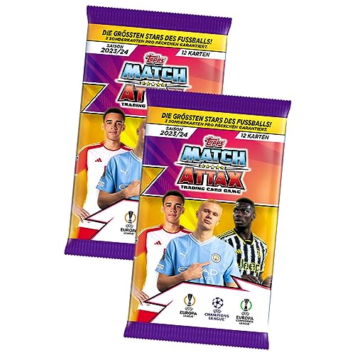 Topps Match Attax Karten Champions League 2023-2024 - 2 Booster Sammelkarten von Generisch