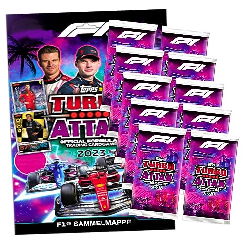 Topps Turbo Attax Karten 2023 Formula 1 - Sammelkarten - Trading Cards - Auswahl (1 Mappe + 10 Boster) von Generisch
