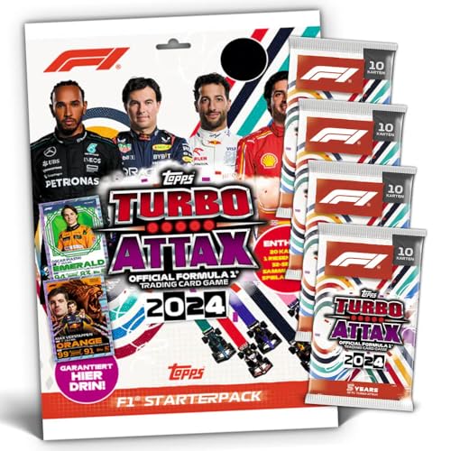 Topps Turbo Attax Karten 2024 Formula 1 - Sammelkarten - Trading Cards - 1 Starter + 4 Booster von Generisch