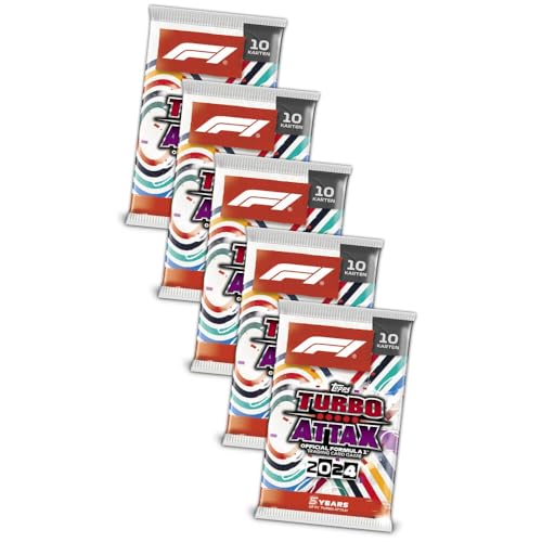 Topps Turbo Attax Karten 2024 Formula 1 - Sammelkarten - Trading Cards - 5 Booster von Generisch