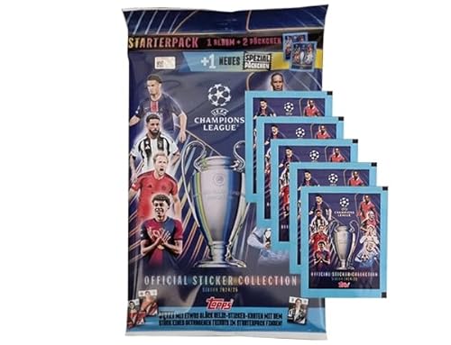 Topps UCL Champions League Sticker 2024/25 / 1x Starterpack + 5x Stickertüten von Generisch
