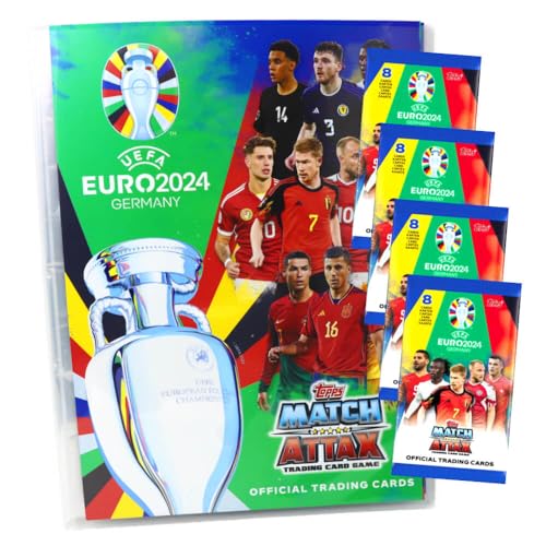 Topps UEFA Euro 2024 Germany Match Attax Karten - EM Sammelkarten - 1 Mappe + 4 Booster von Match Attax