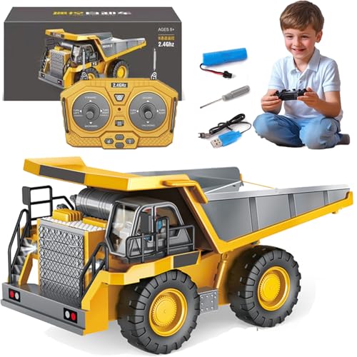 Tovika - Little Builders Pro, Tovika RC Construction Set, Mudsterz 4-in-1 RC Excavator and Dump Truck Toy Set, 360 Rotation Remote Control Beach Toys with LED Lights, Indoor & Outdoor Use (Dump truck) von Generisch