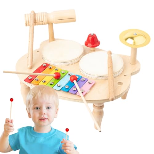 Toy Drum Set, Kindertrommelkit - 7-in-1 Musikinstrumente - Xythmus -Tamburin -Kit, Rhythmus -Beat -Lernaktivität Spielen von Generisch