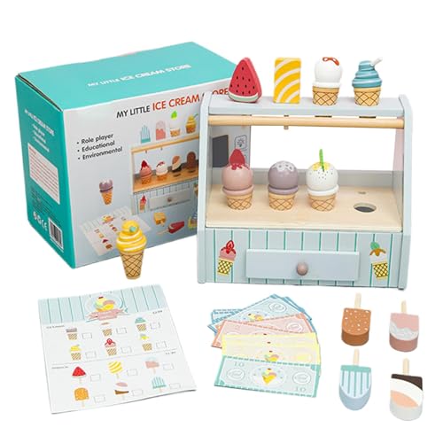 Toy Ice Cream Set, Wooden Plays Ice Cream Shop, Educational Kitchen Food Toys, Interactive Role-Plays Stand for Babies 3+ Years Old, Birthday Gift 26x13.2x20.5cm Toy Ice Cream Set, Wooden Plays Ice Cream Shop, Educational Kitchen Food Toys, Interactive Role-Plays Stand for Babies 3+ Years Old, Birthday Gift 26x13.2x20.5cm von Generisch