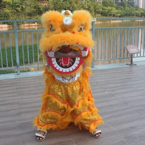 Traditionelles chinesisches Löwen-Tanz-Kostüm-Set für Kinder, komplett mit Kopfumhang und Hose, ideal für Outdoor-Auftritte und Übungen Traditionelles chinesisches Löwen-Tanz-Kostüm-Set für Kinder, komplett mit Kopfumhang und Hose, ideal für Outdoor-Auftritte und Übungen von Generisch