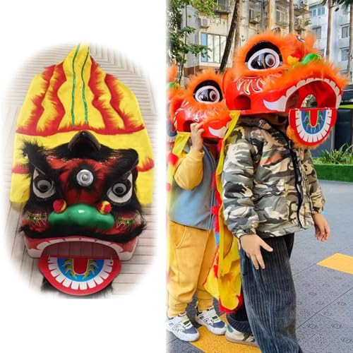 Traditionelles chinesisches Löwen-Tanzkostüm für Kinder, Drachen-Poi-Volkskunst-Performance-Outfit für Festival und Party von Generisch