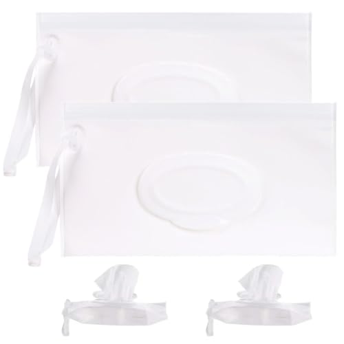 Tragbare Baby-Feuchttücher-Hülle – Transparenter nachfüllbarer Reisebehälter mit Schnappdeckel (24 x 14 x 4 cm) für Wickeltaschen, Haarschleifen für Frauen und Haar-Accessoires für Frauen, weiß von Generisch