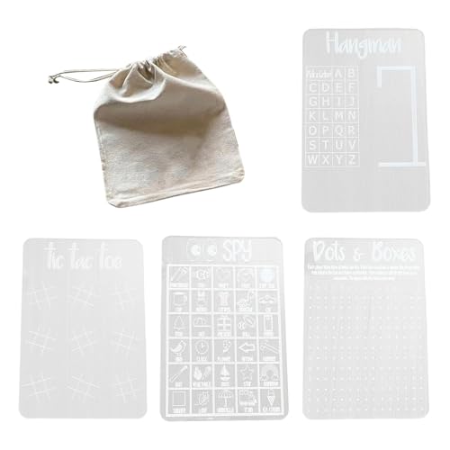 Tragbare Dry Elease -Brettspiele, löschbare Spielboards,4X Acryl -Brettspiel Set | Wiederverwendbare klare Tabletop Bildungsreise Family Party Fun Spielzeug für Kinder, Erwachsene von Generisch