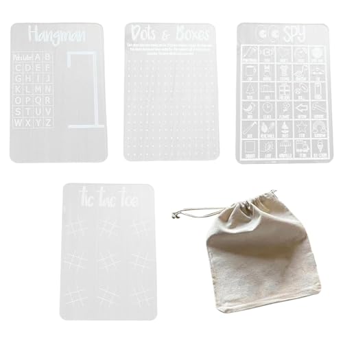 Tragbare Dry Elease -Brettspiele, löschbare Spielboards | Tragbares Acryl 4X Trockenlöschspielboard - Klare Wiederverwendbare Familienfache Fun Toys Reisen Reiseunterricht für Zuhause von Generisch