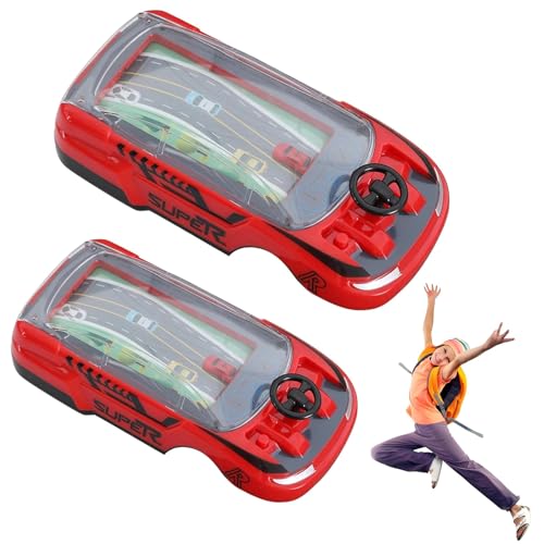 Tragbare Handheld-Rennspielkonsole mit Lenkrad und Musik, interaktives Familienspielzeug für Kinder, Jungen und Mädchen, pädagogisches Logik- und Aufmerksamkeitstraining(Rot) von Generisch