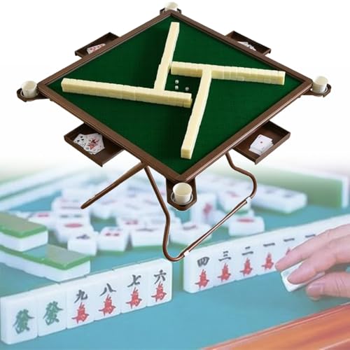 Tragbarer Klappkartentisch für 4 Spieler, mit Getränkehaltern und Chip-Rillen für Mahjong, Poker und Dominospiele Tragbarer Klappkartentisch für 4 Spieler, mit Getränkehaltern und Chip-Rillen für Mahjong, Poker und Dominospiele von Generisch