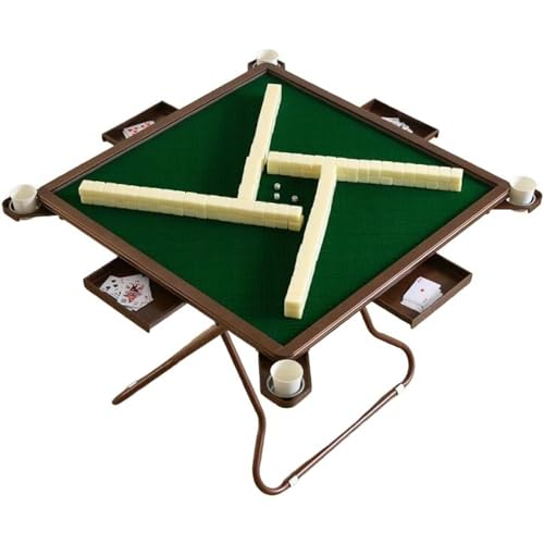 Tragbarer Mahjong-Tisch für 4 Spieler, mit verschleißfester Nylon-Oberseite und robuster Halterung aus Karbonstahl, inklusive Getränkehalter für Tischspiele von Generisch
