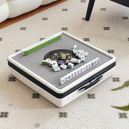 Tragbarer automatischer Mahjong-Tisch mit 144 magnetischen Fliesen, Handheld-Set für chinesischen und japanischen Stil, ideal für Camping, Reisen, Versammlungen im Freien von Generisch
