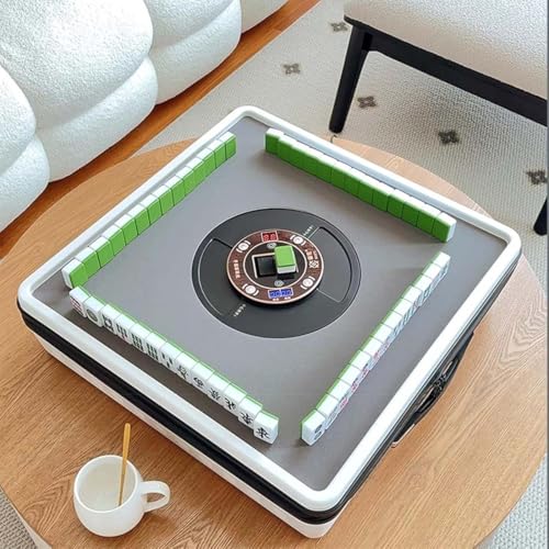 Tragbarer elektrischer Mahjong-Tisch mit automatischem Mischen, 144 magnetische Fliesen für chinesischen und philippinischen Stil, ideal für den Innen- und Außenbereich von Generisch