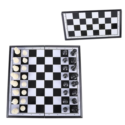 Tragbares Reiseschach, magnetisches Schachbrettset |Zusammenklappbares handgefertigtes tragbares Reiseschachspiel,Handgefertigtes Schachfiguren-Reisespielzeugset mit Aufbewahrungsfächern für Kinder a von Generisch