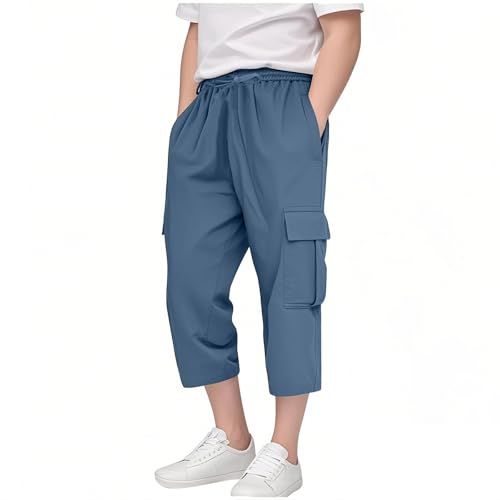Trainingshose, lockere Passform, Baumwoll-Leinen-Shorts, Hose für legere Caprihose, Kinder, Sommer, legere Outfits, Jogger, halblang, leicht, Kordelzug an der Taille Trainingshose, lockere Passform, Baumwoll-Leinen-Shorts, Hose für legere Caprihose, Kinder, Sommer, legere Outfits, Jogger, halblang, leicht, Kordelzug an der Taille von Generisch