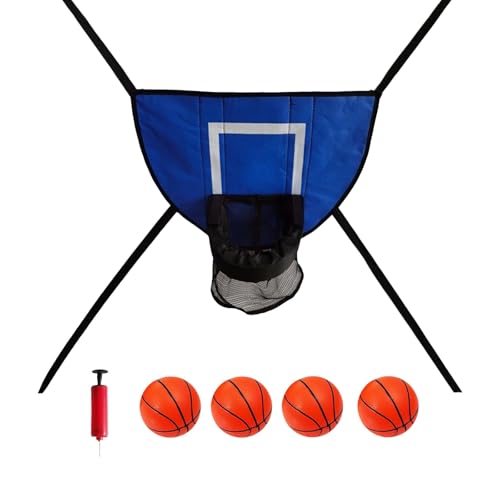 Trampolin Basketballkorb, Abreißrand zum Eintauchen TrampolinBasketballaufsatz mit 4 Mini Basketbällen,Pumpe, Kugelgestell und,TrampolinZubehör für Kinder Erwachsene Innen und Außenbereich (A) von Generisch