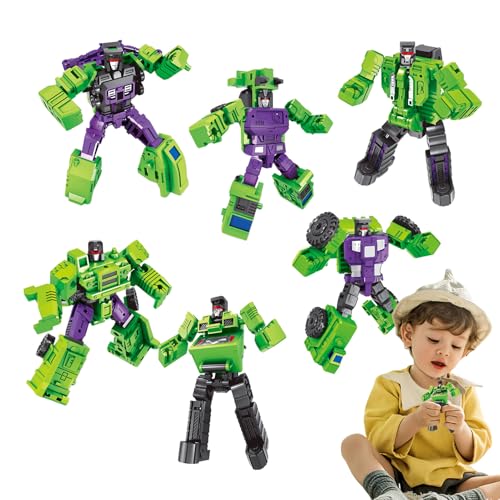 Transformation Roboter Car Toy - Magnetic Transform Engineering Car - Baufahrzeuge Spielzeug Set | 6-in-1-Roboter, ABS-Verbrauchsqualität, Leuchtende Farben, 3+, Kreatives Spiel Und Dekoration von Generisch