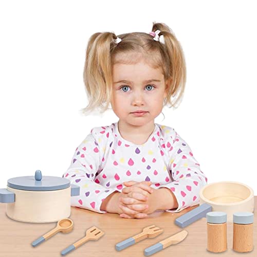 Treps Play Kochset, Holzkochspielzeug | 10 Stücke Kochsimulation Bildungsspielzeug für Kleinkinder und Mädchen Treps Play Kochset, Holzkochspielzeug | 10 Stücke Kochsimulation Bildungsspielzeug für Kleinkinder und Mädchen von Generisch