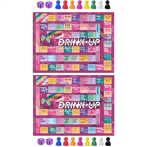 Trinkspiele - 2er-Pack Saufspiele, Ledermatte Drink Up Brettspiel für Erwachsene, Lustige interaktive Trinkspiele für Partys, Ideal für Mädelsabende, Trinkparty, Junggesellinnenabschiede, Jeden Anlass von Generisch