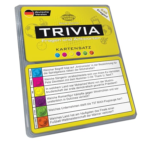 Trivia Kartensatz, Fragen und Antworten, Erweiterungsset, Gesellschaftsspiele, Quiz, Pubquiz [German Language] (Gelbe Version) von Trivia Quiz Cards