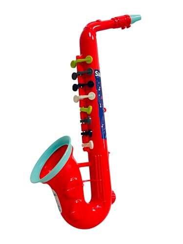 Trompete Spielzeug für Kinder 35 cm mit 4 Tasten Trompete Kunststoff Saxophon Spielzeug Saxophon 35 cm mit 8 Tasten Jazz Musikinstrumente Blasinstrumente Sax Horn Spielzeug sortierte Farben (SAX) von Generisch