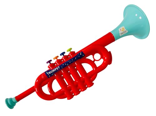 Trompete Spielzeug für Kinder 35 cm mit 4 Tasten Trompete Kunststoff Saxophon Spielzeug Saxophon 35 cm mit 8 Tasten Jazz Musikinstrumente Blasinstrumente Spielzeug Sax Horn , verschiedene Farben von Generisch